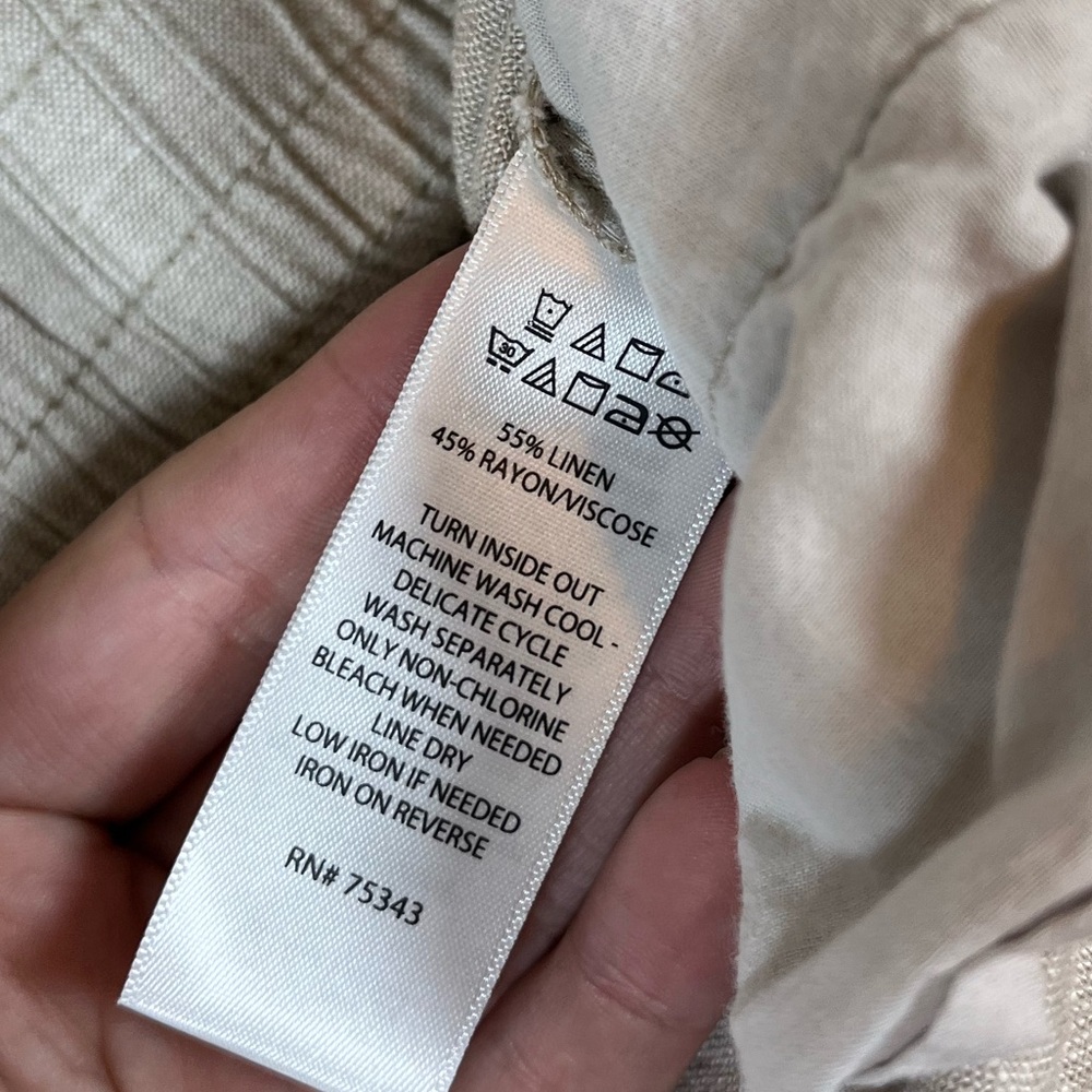 Tahari M Linen Blend Sand Beige Wide Leg Beach Resort Minimal Pull On Pants City - Picture 8 of 9
